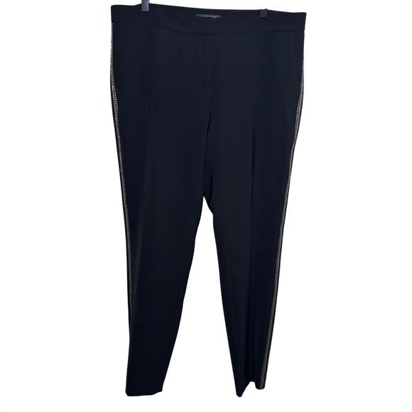 Lafayette 148 New York Pants - Lafayette 148 NY Manhattan Black Tapered Silver Bead Side Stripe Pants Womens 12